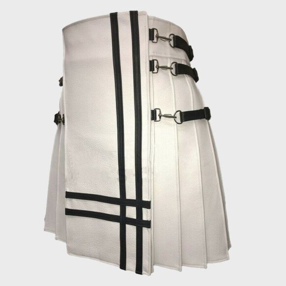 White Leather Kilt 
