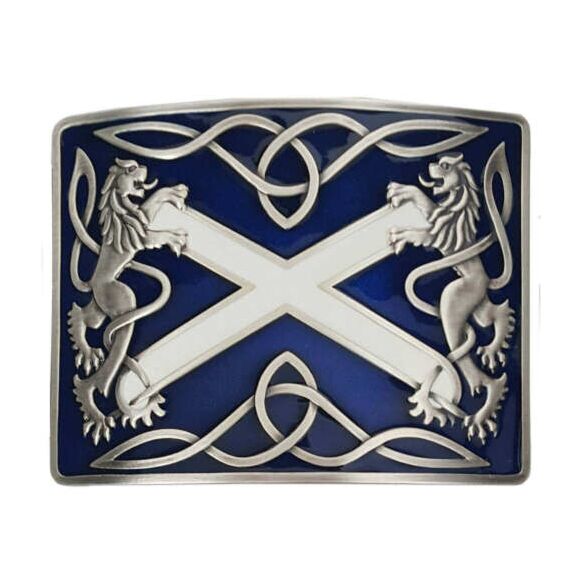 Saltire Blue Antiqued Kilt Belt Buckle