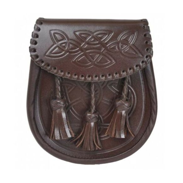 Scottish brown leather kilt sporran