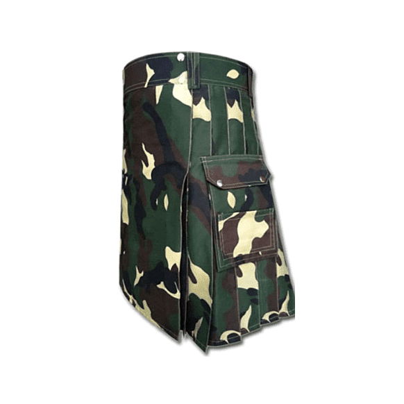 Woodland Camo Green Color Army Kilt