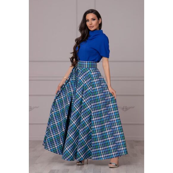 Women Fashion Aqua Tartan Skirt 