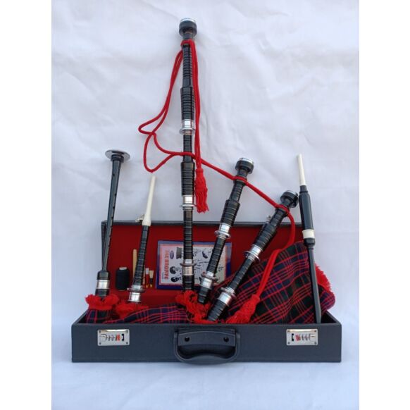 MacDonald Tartan Black Finish Bagpipe Set