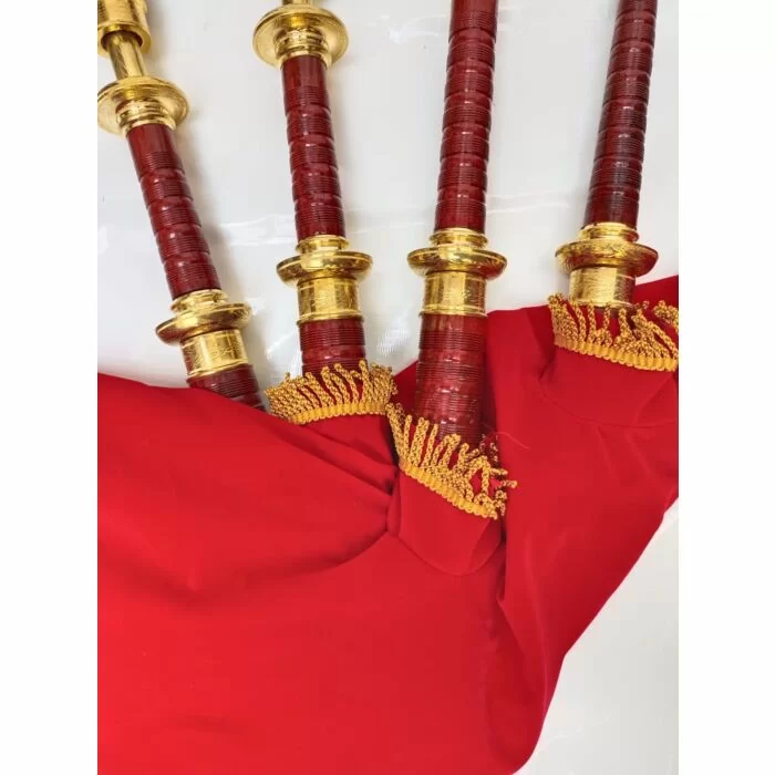 Highland New Red Velvet Gold Plated Bagpipe Set
