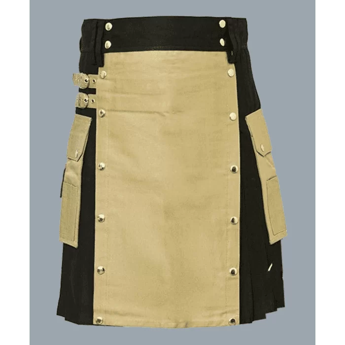 Khaki And Black Hybrid Utility Kilt