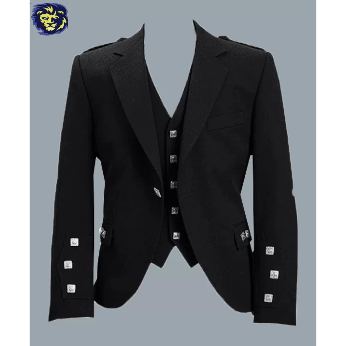 New Black Argyle Jacket And Vest