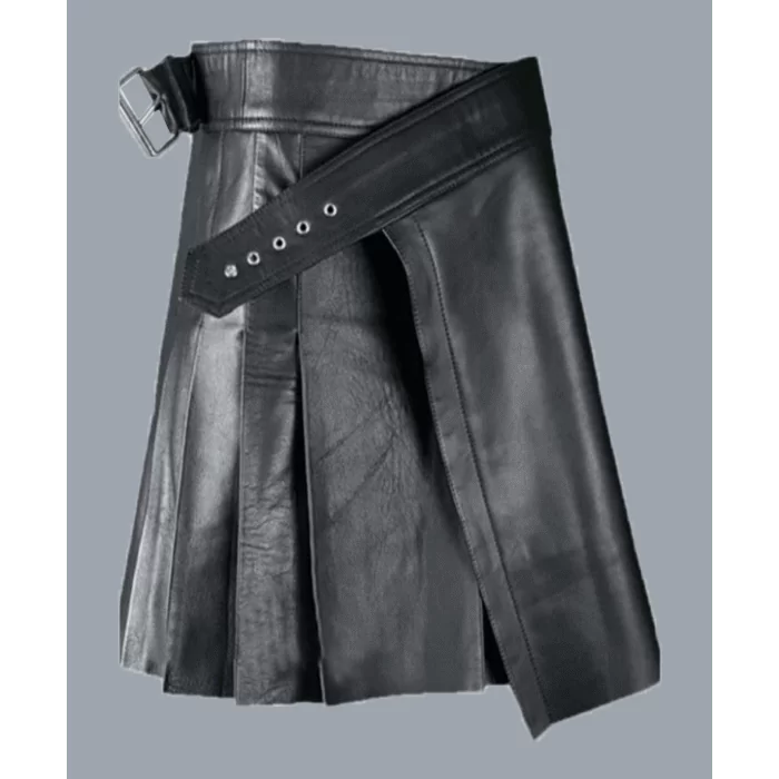 New Black Leather Utility Kilt 