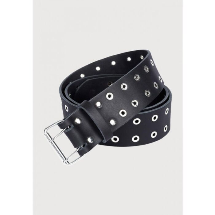black lather silver studs kilt belt