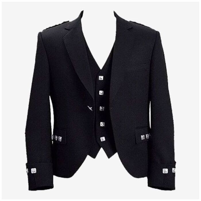 New Black Argyle Jacket And Vest