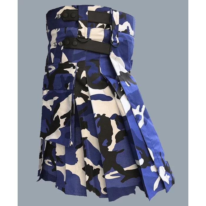 Stylish Camo Blue Kilt for men 