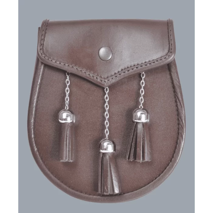brown leather kilt sporran with tassel