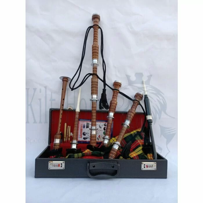 Buchanan Tartan Natural Finish Bagpipe Set