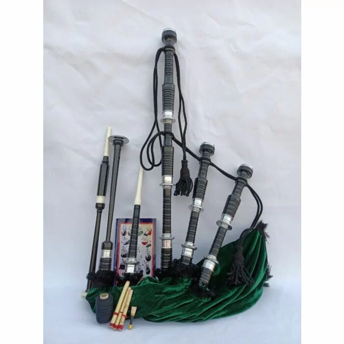 Green Velvet Highland Bagpipe Set