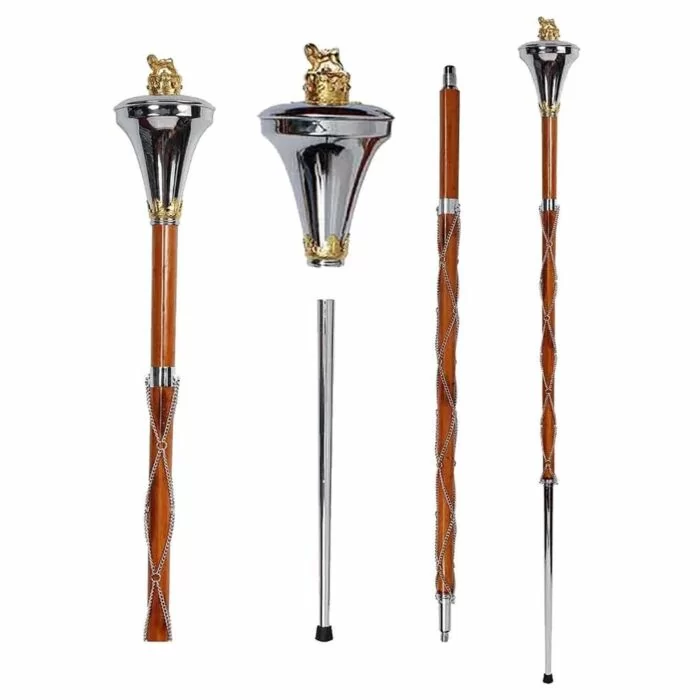 Flat Head Golden Lion Major Mace Stave & Stick