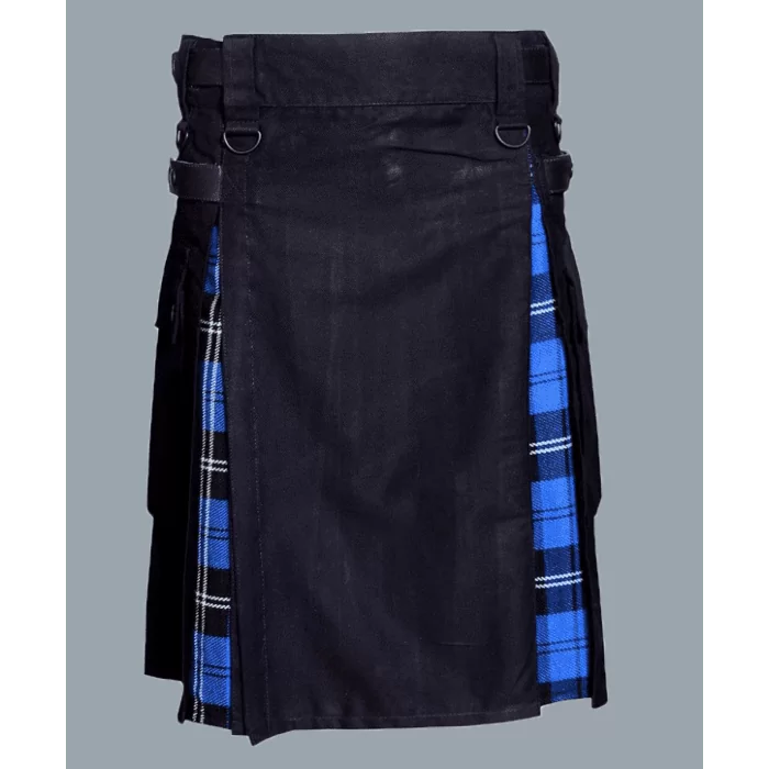 Men Hybrid Utility Kilt with Ramsey Blue Tartan 