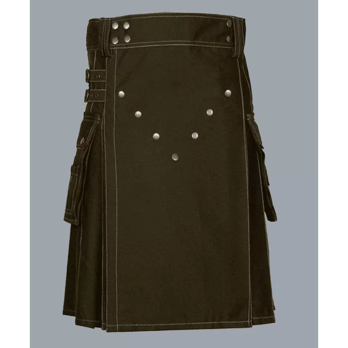 Khaki Utility Kilt For Men