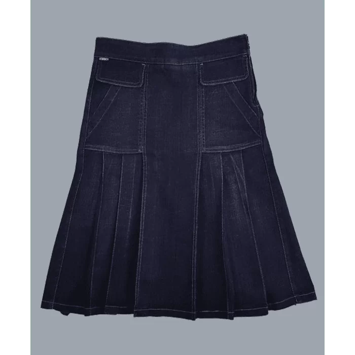 Women Dark Blue Denim Kilt