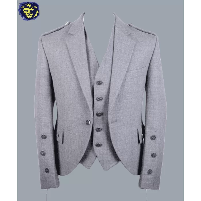 Light Grey Argyle Jacket And Vest
