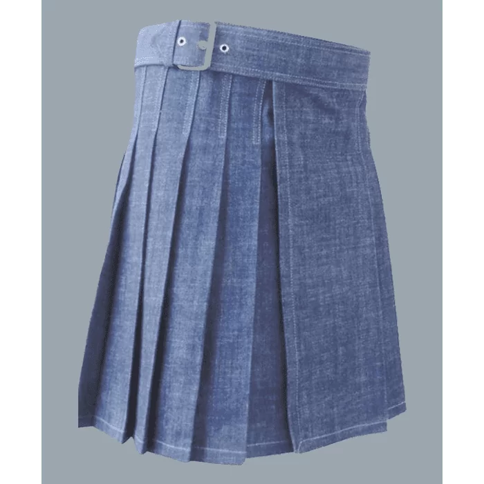 Light Blue Denim Kilt For Men