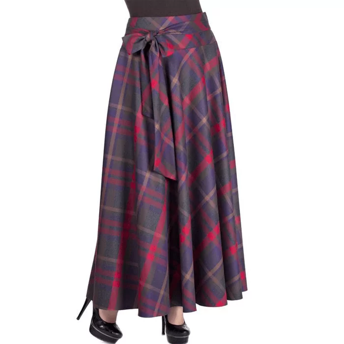 Women Beautiful Long Tartan Skirt