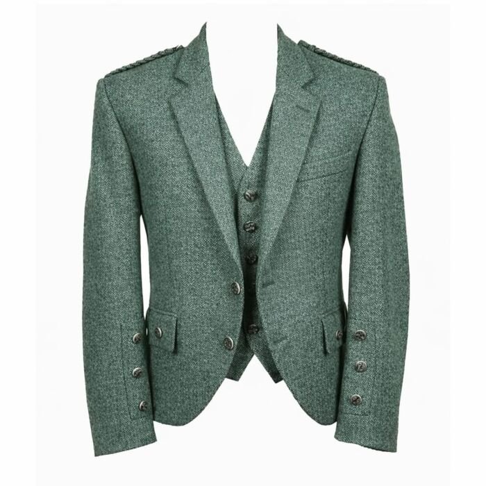 Lovat Green Argyle Tweed wool Kilt Jacket