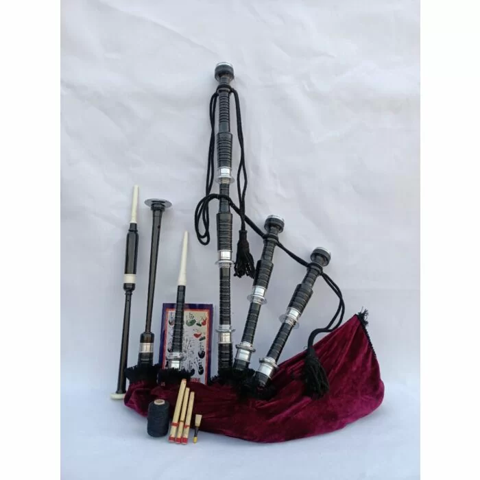 Maroon Velvet Highland Bagpipe Set