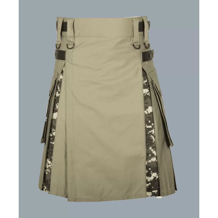 Men's Khaki Cotton Utility Hybrid Kilt