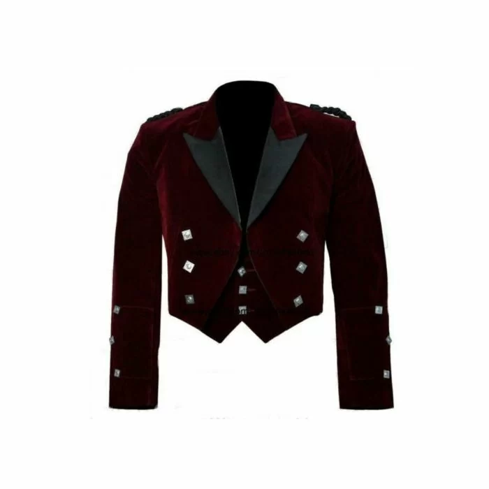 Men Scottish Custom Prince Charlie Velvet Jacket