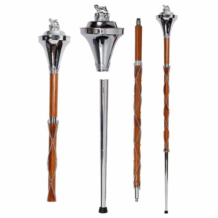 Plain Chrome Flat Head Lion Major Mace Stave & Stick