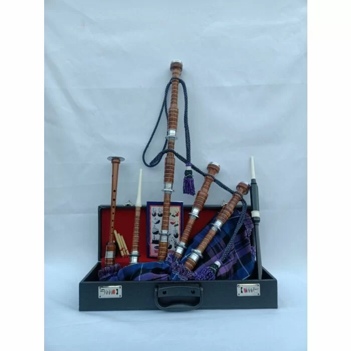 Pride Of Scotland Tartan Natural Finish Bagpipe Set