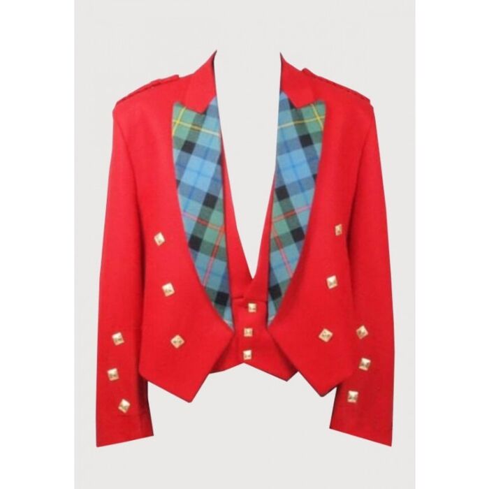 prince charlie Red scottish jacket with vest coat