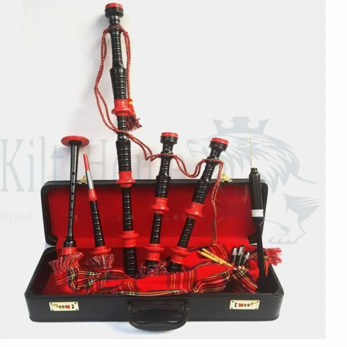Royal Stewart Tartan Red Mounts Bagpipe Set