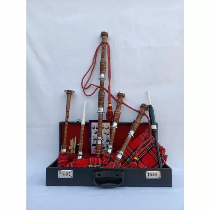 Beautiful Bagpipe Set With Royal Stewart Tartan 