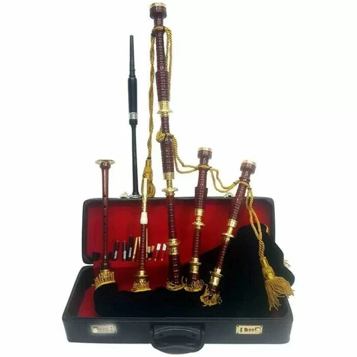 Scottish Highland Gold Plated Bagpipe Set