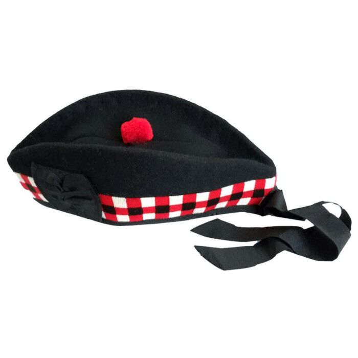 Scottish wool glengarry hat red Torie ribbon