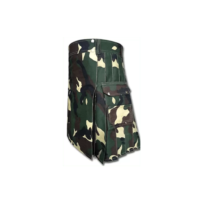 Woodland Camo Green Color Army Kilt