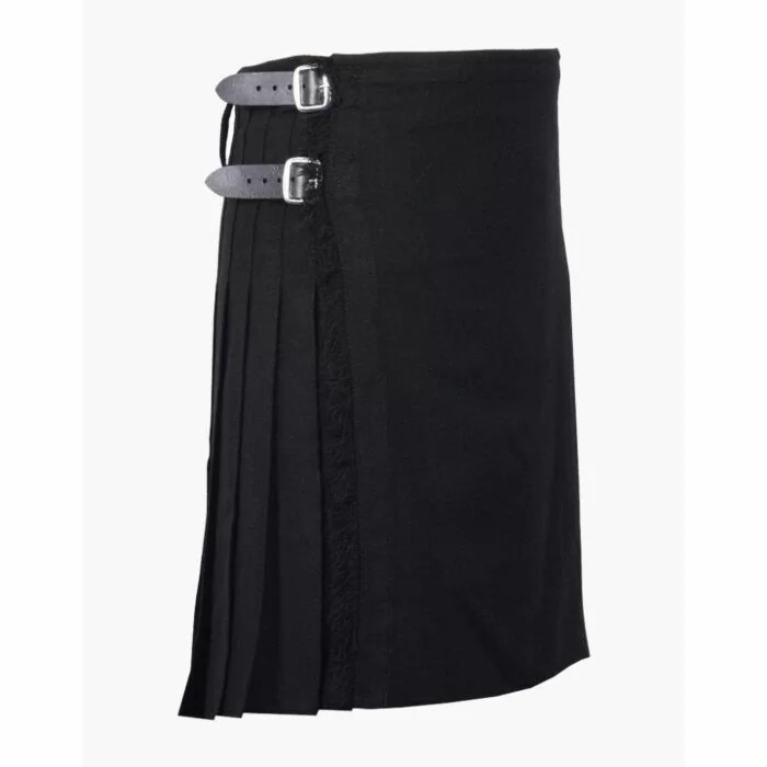 Solid Black Tartan Kilt 