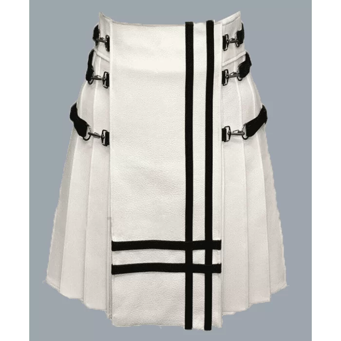 White Leather Kilt 