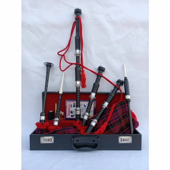 MacDonald Tartan Black Finish Bagpipe Set