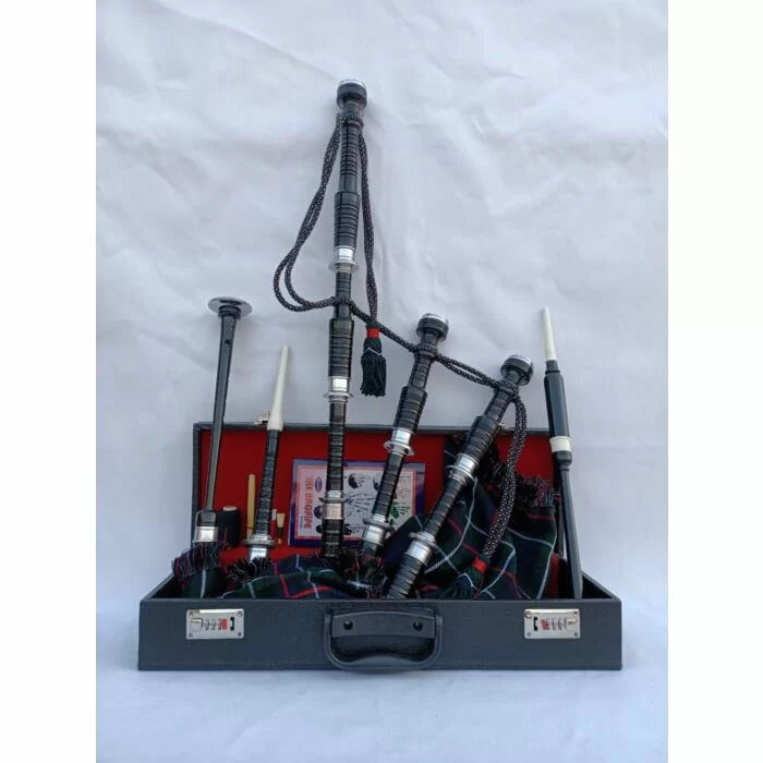 Mackenzie Tartan Black Finish Bagpipe Set