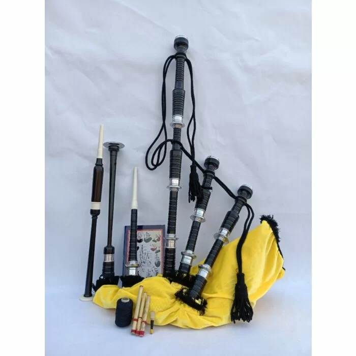 Yellow Velvet Highland Bagpipe Set