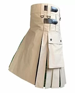 Khaki Hybrid Irish National Tartan Utility Kilt 