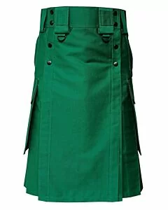 Green hybrid kilt with blue color sporran
