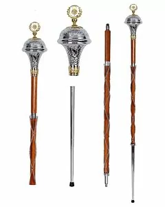 Plain Chrome Flat Head Lion Major Mace Stave & Stick