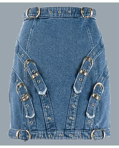 New Beautiful Custom Made Blue Denim Women Kilt