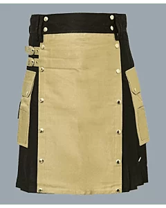 Khaki And Black Hybrid Utility Kilt
