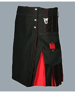 Black And Red Men Hybrid Kilt