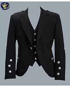 New Black Argyle Jacket And Vest