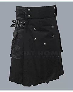 Black scottish hybrid denim kilt