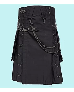 New Black Gothic Utility Kilt For Men