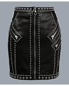 Women Fashion Leather Black Mini Skirt 
